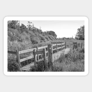 Wooden bridge over the river in rural Norfolk Sticker